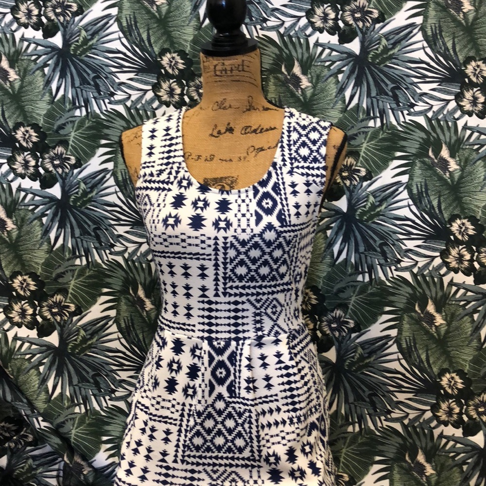 Enough About Me navy and white dress